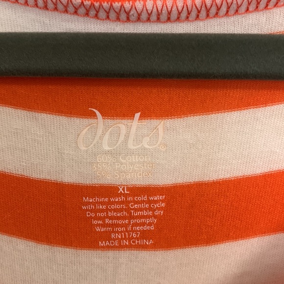 EUC DOTS Orange and White Striped Short Sleeve Shirt Size XL - Picture 3 of 4